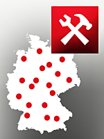Ausschnitt einer Landkarte mit roten Markierungen