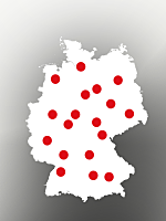 Karte von Deutschland mi markierten Punkten