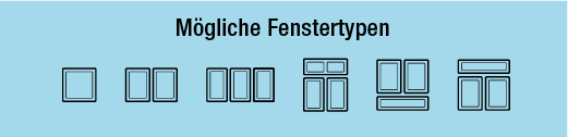 Fenstertypen für das Profilsystem 70AD