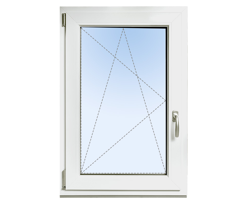Weißes Fenster mit Griff, Öffnung Dreh-Kipp-Links
