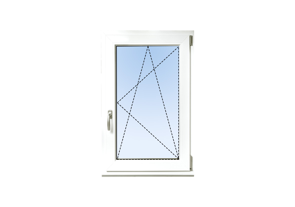 Weißes, einteiliges Fenster mit Griff und DKR