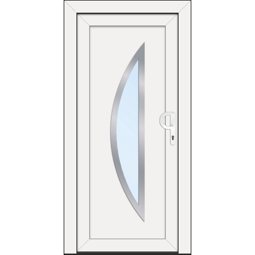 Weiße Haustüre mit einem Glasausschnitt