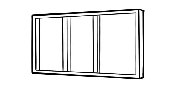 technische Zeichnung dreiteiliges Fenster