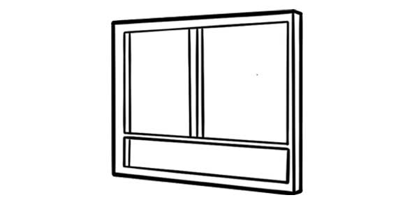 technische Zeichnung zweiteiliges Fenster mit Unterlicht
