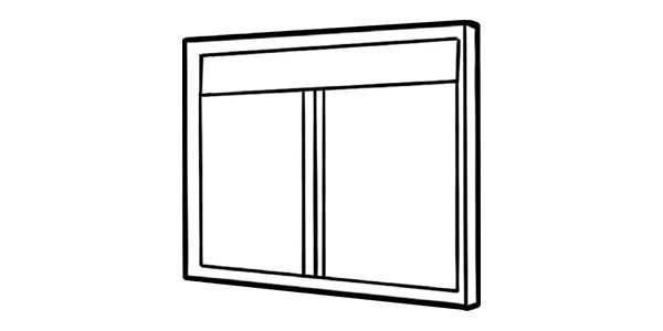 technische Zeichnung zweiteiliges Fenster mit Oberlicht
