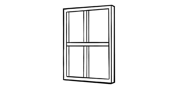 technische Zeichnung eines Fensters mit einer Kreusprosse