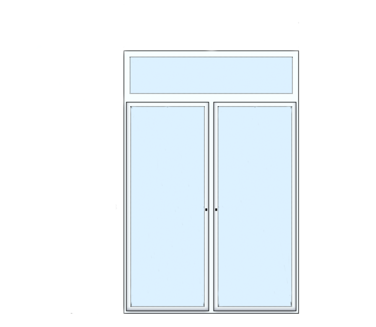 technische Zeichnung zweiteilige Balkontüre mit einem Oberlicht