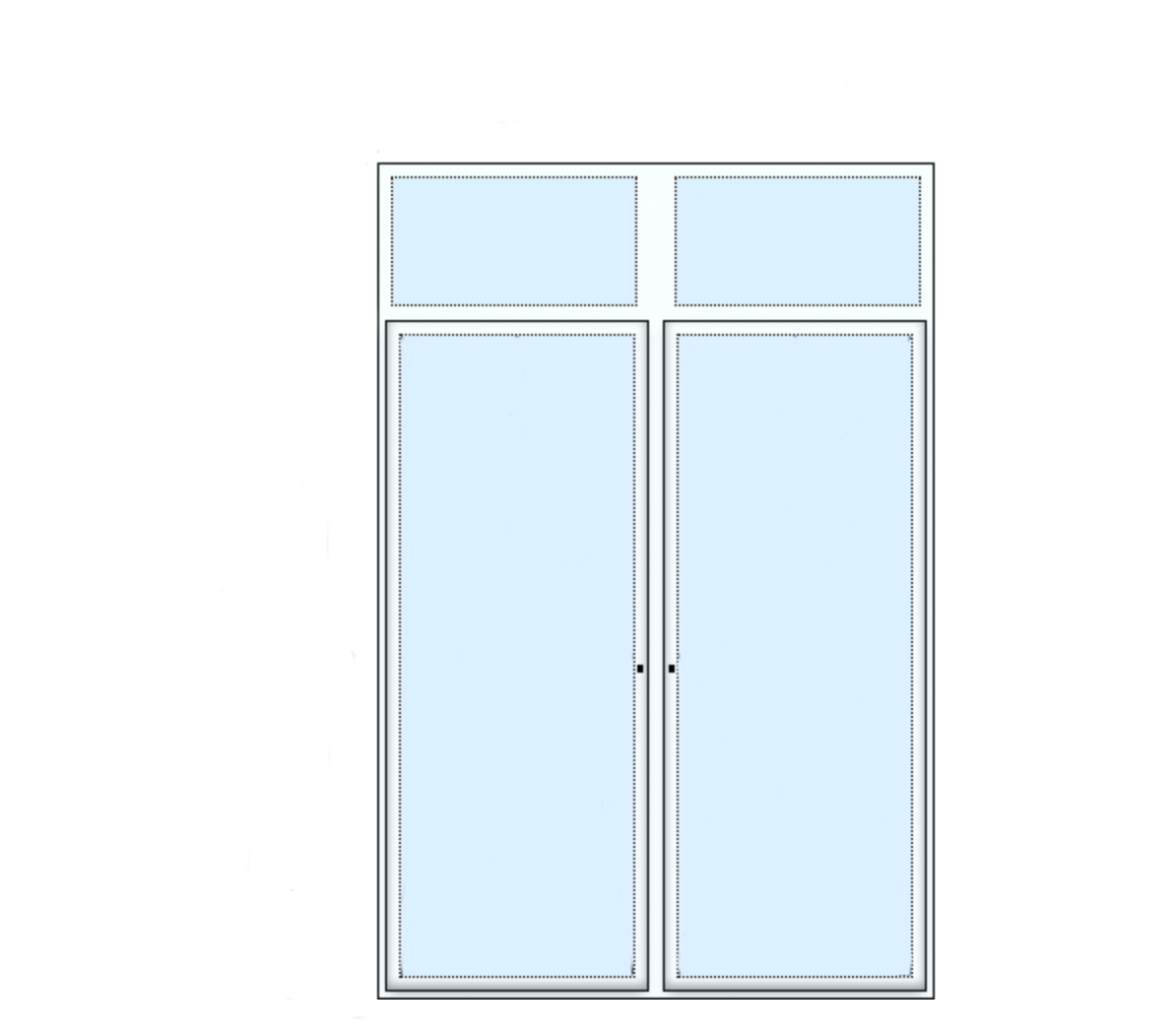technische Zeichnung zweiteilige Balkontüre mit zwei Oberlichtern