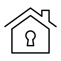 Icon eines Hauses mit einem Schlüsselloch